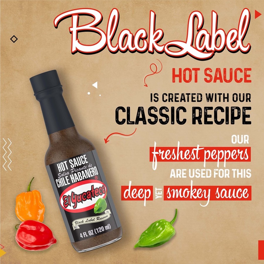 

El Yucateco Black Label Reserve Chile Habanero Hot Sauce Saus Sambal