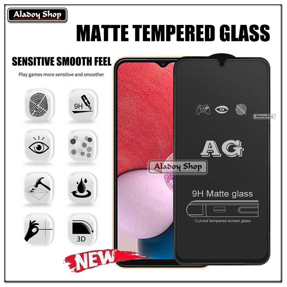 Paket 3IN1 Tempered Glass Layar Matte Anti Glare Samsung A13 4G Free Tempered Glass Camera dan Skin Carbon