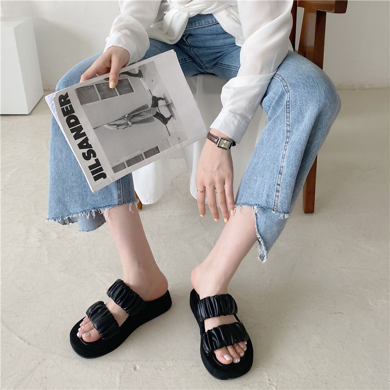 RD 045 SANDAL PLATFORM BAN 2 KERUT WANITA TERBARU