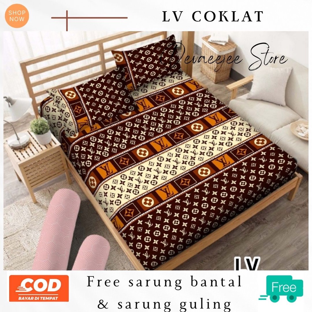 SPREI MURAH PROMO 180x200 SATU SET LV BAHAN KATUN HALUS PREMIUM UKURAN 180X200 NO.1 TERLARIS