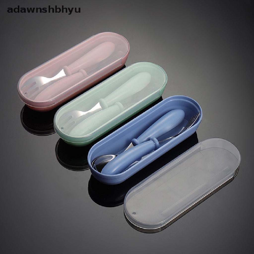 Adawnshbhyu Set Peralatan Makan Makan Makan Makan Makan Makan Makan Bayi Utensil Stainless Steel Balita Alat Makan Sendok Garpu Makan Kartun Bayi Food Feeding Spoon Fork ID