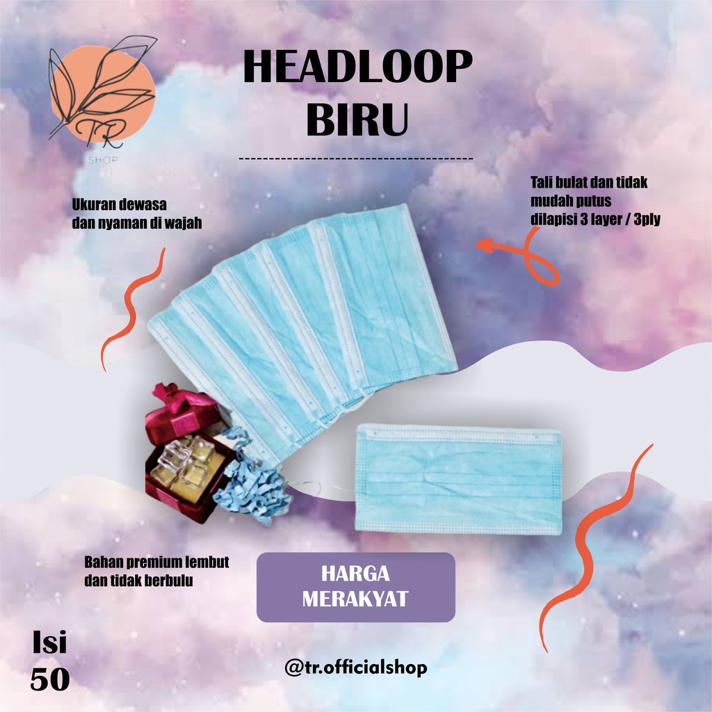 [TR] MASKER HEADLOOP BIRU/ HITAM NANO/ SHUMU