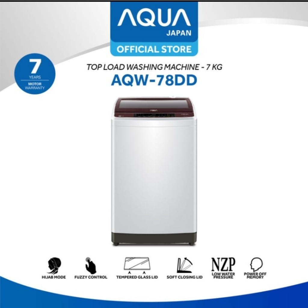 Mesin Cuci Top Loading AQUA Japan AQW-78DD 7kg Hitam