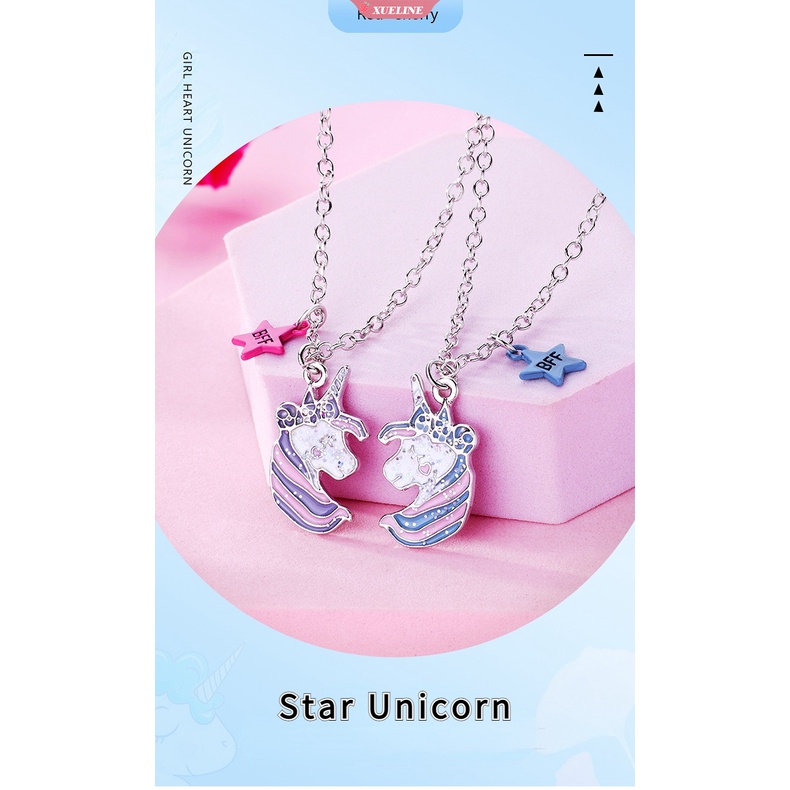 Fashion unicorn Kalung Mewah Kreatif Kuda Poni Kalung Kristal Perempuan Gadis Lucu Anak Kartun Hewan Perhiasan [ZXL]