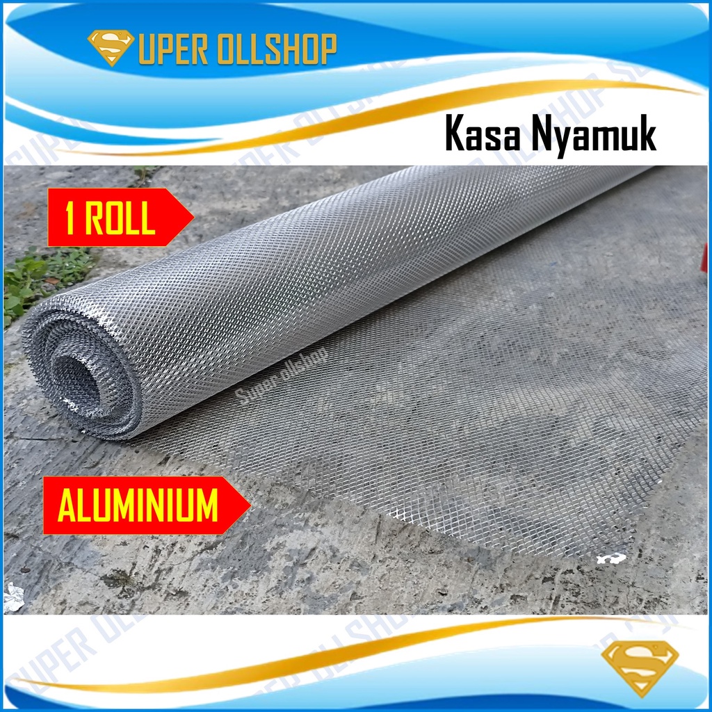 Kawat Nyamuk Jaring Aluminium 1 Roll / Kasa Nyamuk / Jaring Kawat Parabola Anti Karat Murah / Kasa Kawat Nyamuk Penghalang Nyamuk Jaring Aluminium Ventilasi Lubang Angin 1 Roll
