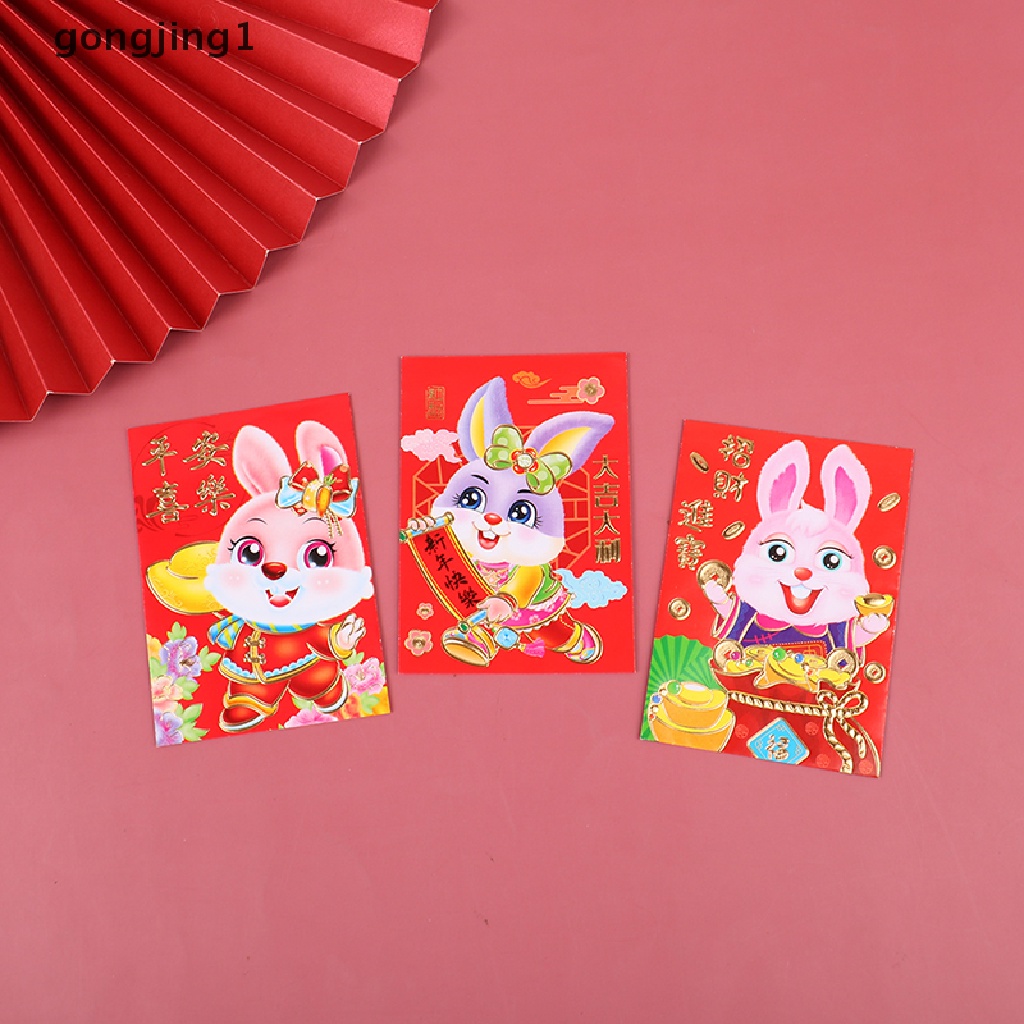 Ggg 6pcs 2023 Zodiak Kelinci Tahun Kartun Amplop Merah Festival Musim Semi Hongbao ID