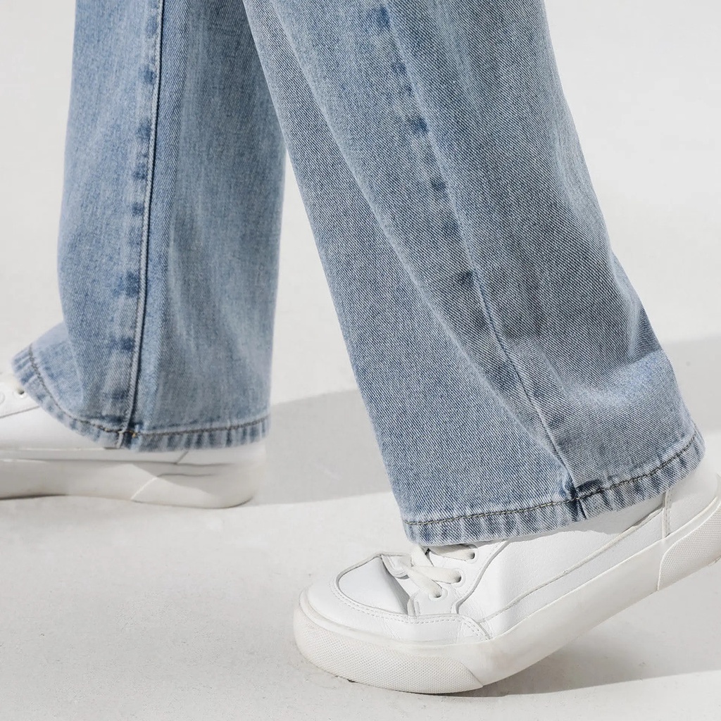 celana jeans wanita Highwaist Kulot Jeans pinggang yang dapat disesuaikan