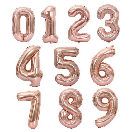 Salin Salin Balon Angka Foil Rose Gold Jumbo besar 80cm Balloon Birthday Party Pesta Ulang Tahun Angka Number Ballon Murah