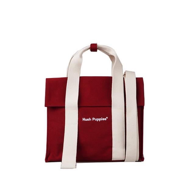 Hush Puppies Canvas Flap Bag In Maroon