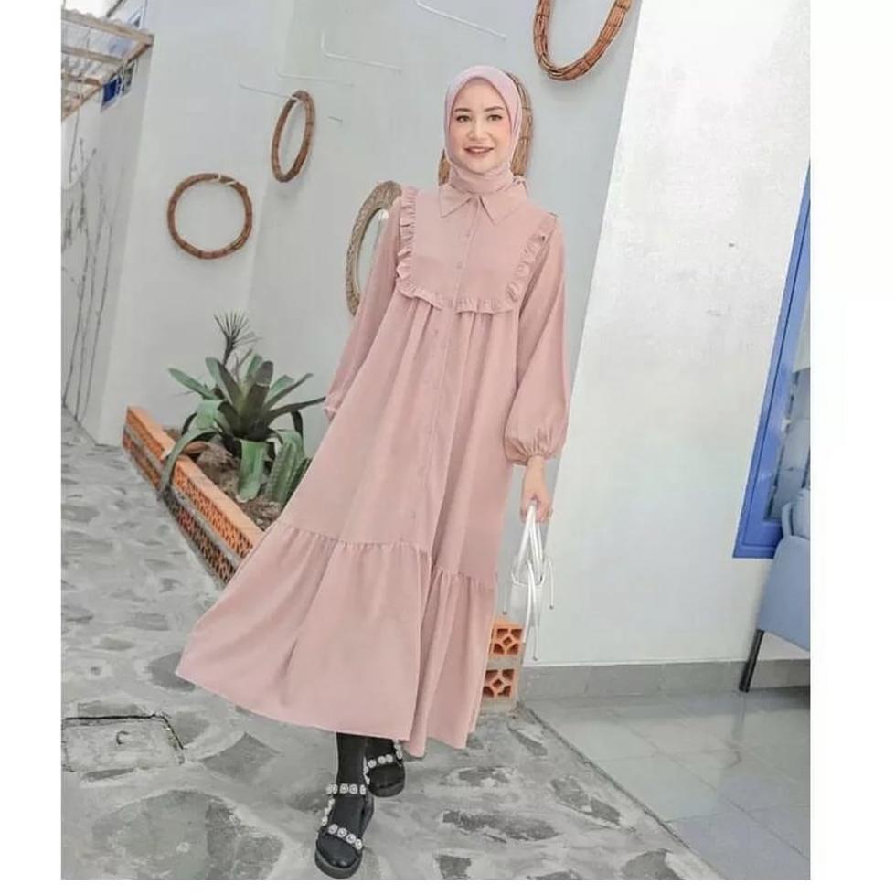 ZETA DRESS MIDI DRESS BAJU WANITA FULL KANCING {OMN.21De22ѕ}