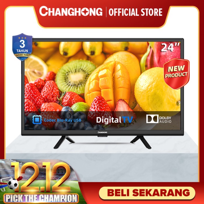 24 Inch LED TV changhong 24G3 HD TV-HDMI-USB Moive-L24G3 FREE ONGKIR