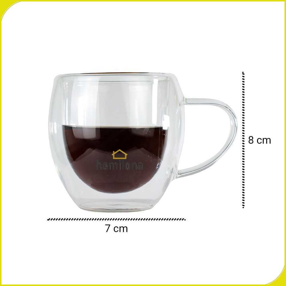 One Two Cups Cangkir Kopi Anti Panas Double-Wall Glass Round