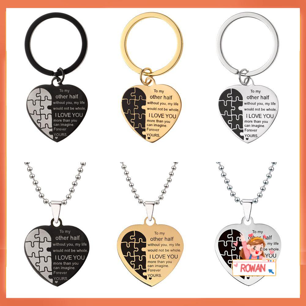 R-flower Heart Keychain Pendant Pasangan Pacar Pacar Anti Karat Suami Istri I LOVE YOU