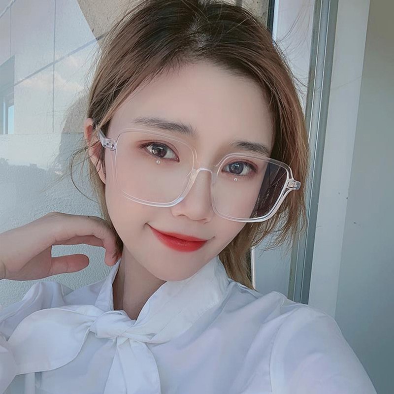 (YUZHU) Kacamata Bingkai Transparan Fashion Korea Baru Oversized Square Frame Anti Blue Light Eyeglasses