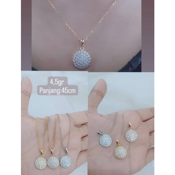 kalung rantai paperclip padat + liontin bunga corr mp full/ kalung fashion wanita terbaru