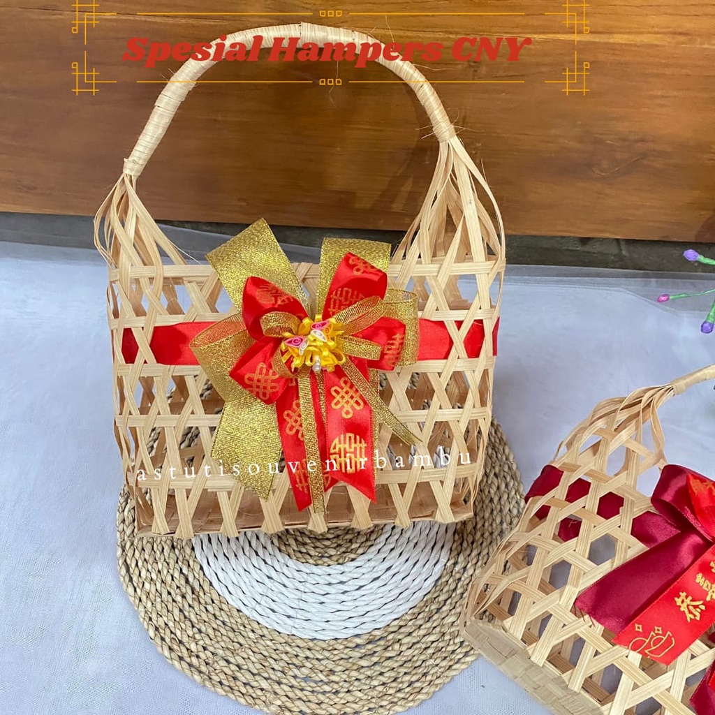 

[HAMPERS CNY 2024] TAS KERANJANG BAMBU 20x10 NATURAL PITA IMLEK CANTIK goodie bag kue keranjang imlek cookies parsel imlek bingkisan imlek