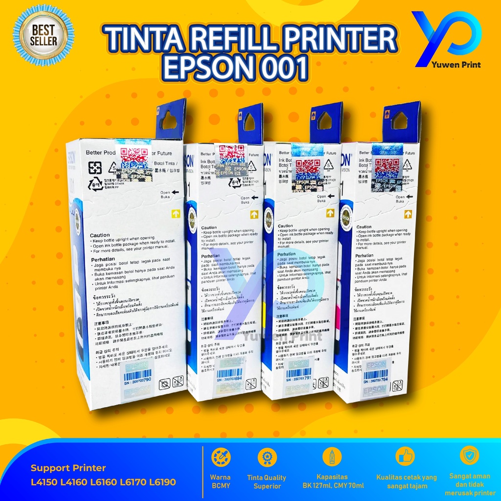 Tinta Epson 001 For Printer L4150 L4160 L6170 L6160