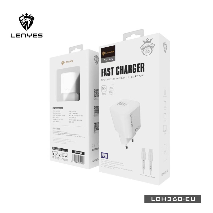 Charger lenyes LCH360 PD 20W Fast Charging Adaptor + usb lch-360