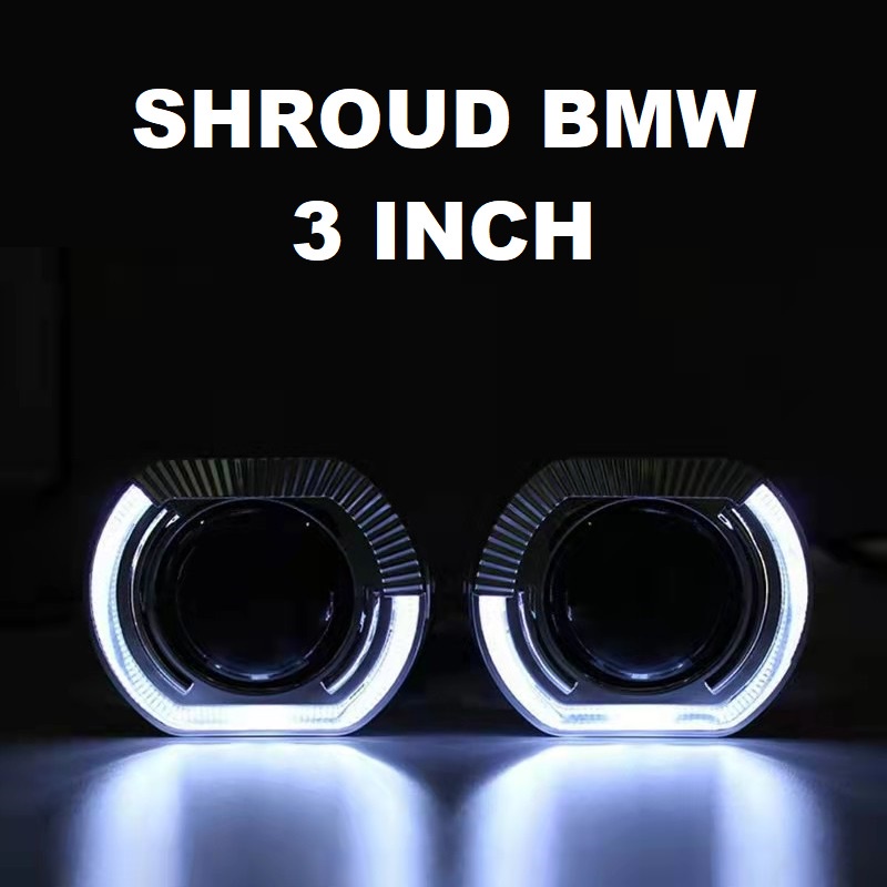 Shroud Projector BiLED BMW Sport Angel Eye Crystal Projie HID 3 Inch Inchi Inci Kristal Mobil Motor