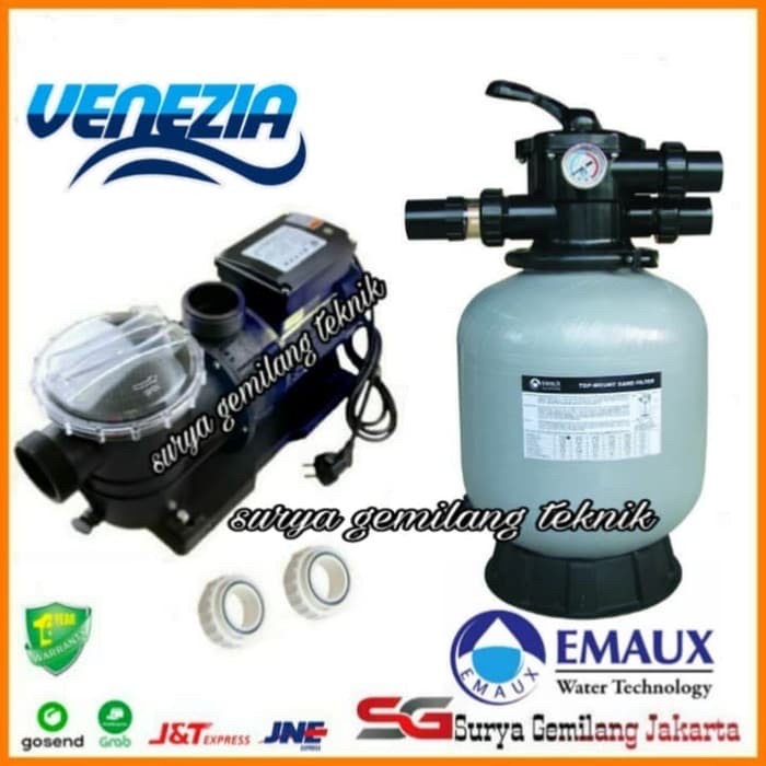 Pompa Kolam Renang Venezia Stp50+Sand Filter Kolam Renang Orange