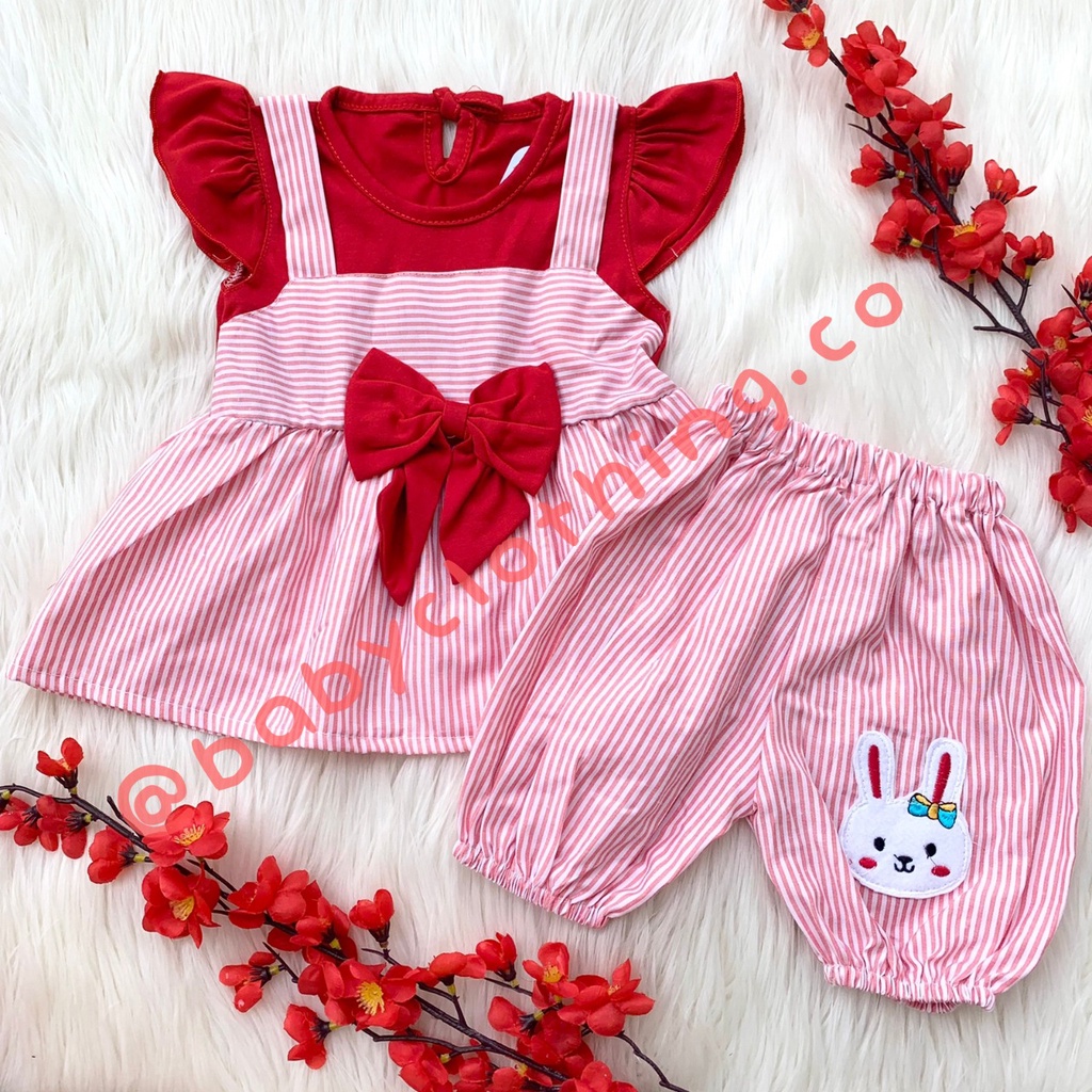 Setelan baju celana katun lembut adem motif lucu fashion anak bayi cewek perempuan murah -bun