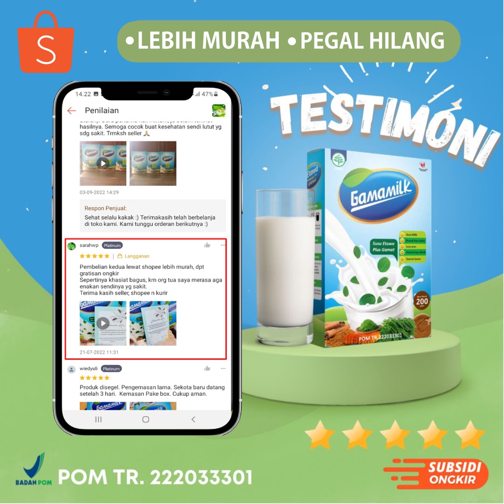 (2 BOX) Gamamilk Susu Etawa Solusi Atasi Nyeri Lutut, Nyeri Sendi, Asam Urat, Rematik dengan Herbal Pilihan