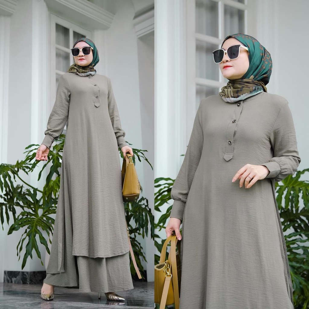 HAMEEDA SET - SETELAN Simple ROK TUNIK BAHAN CRINKEL