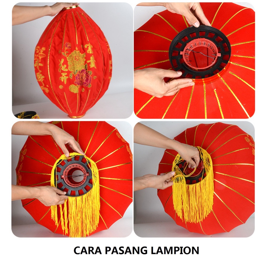 Lampion Imlek Motif Kain BLUDRU Dekorasi Hiasan Pesta Tahun Baru Indoor Outdoor Tahun Baru CNY