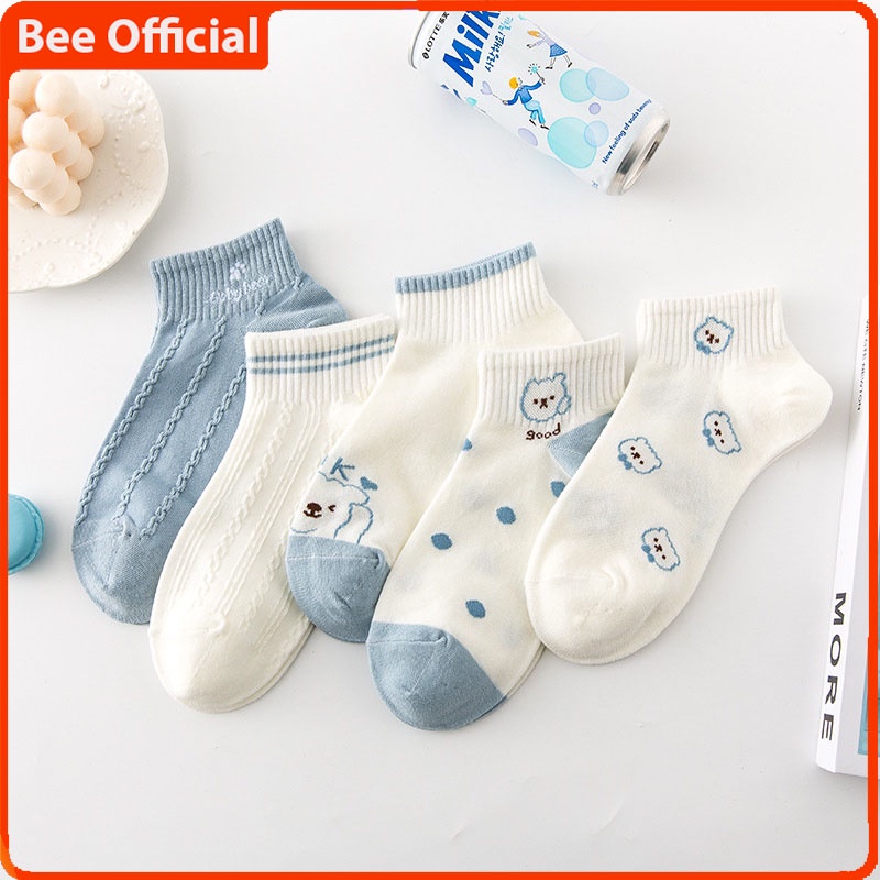 BEE - Kaos Kaki Pendek Semata Kaki Ankle Cute Short Socks / Kaus Kaki Motif Karakter Import SC 32