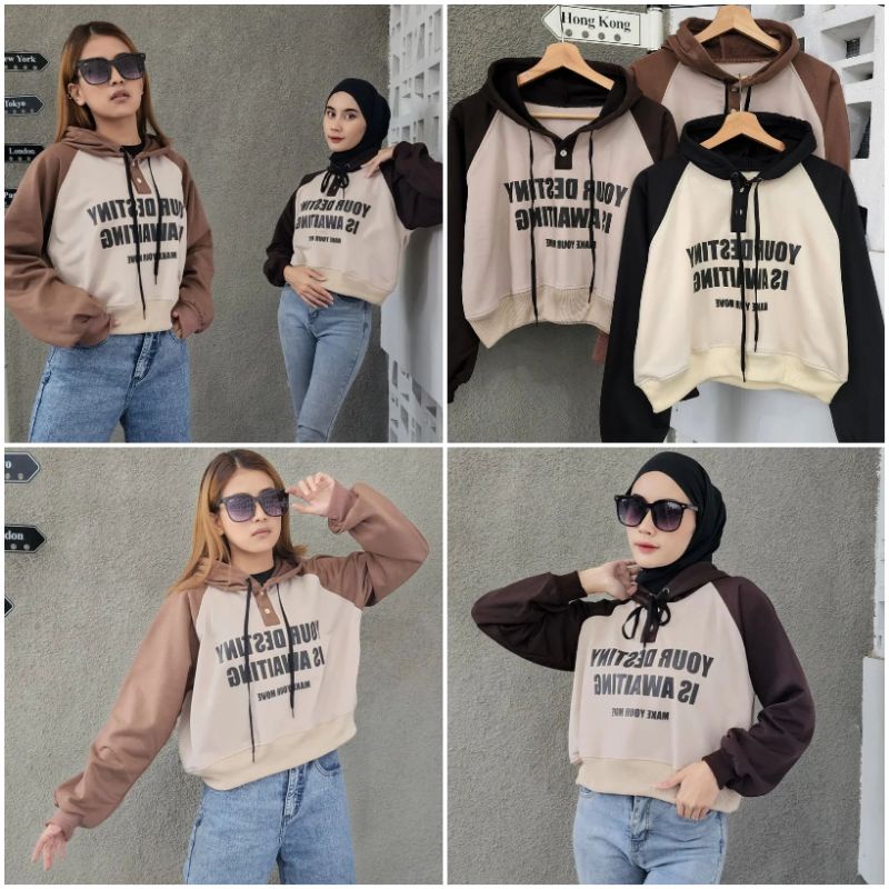 Sweater raisa/sweater yaya/sweater hoodie pendek/sweater wanita murah/sweater crop cewek