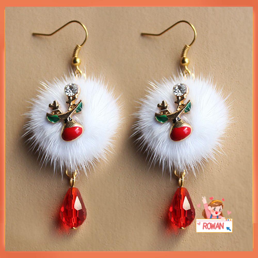 R-flower Hook Earrings Fashion Snowflake Tema Natal Santa Claus Perhiasan Anting Natal