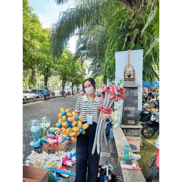 Bunga balon Malang | buket bunga balon panjang 4 tangkai
