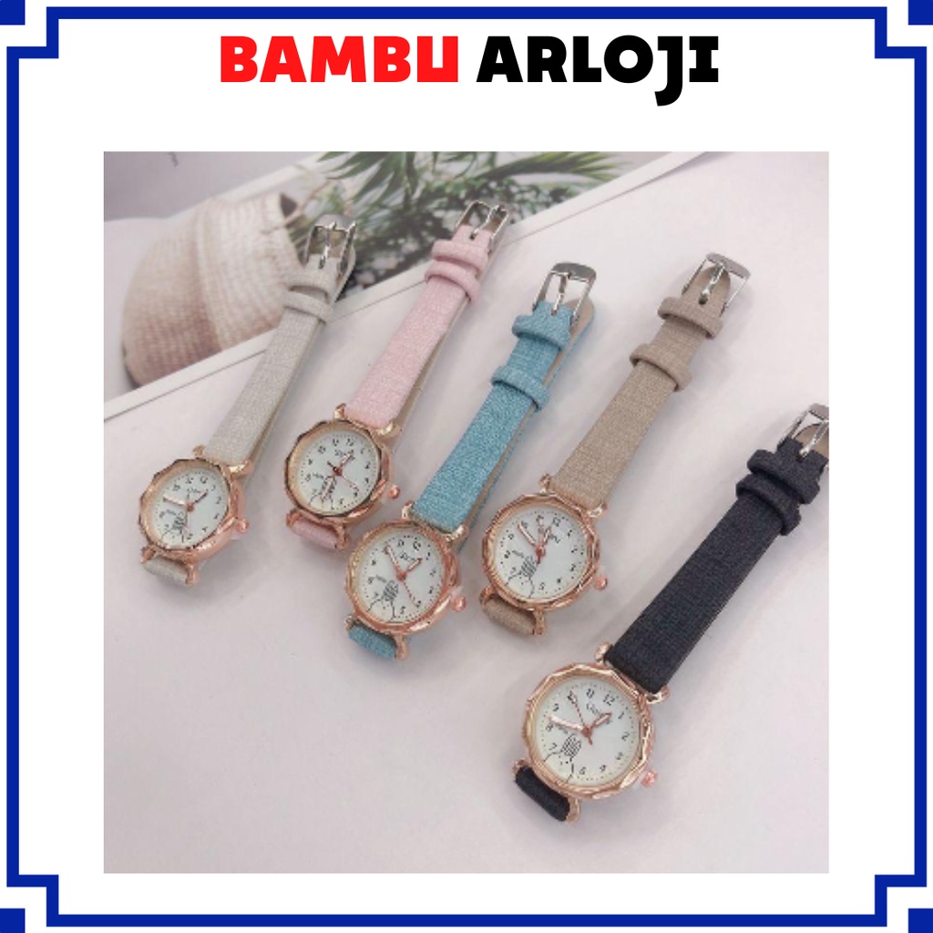 BAJ Jam Tangan Quartz Strap PU Analog Casual Gaya Retro Wanita Persegi Watch Korean Fashion Body Belimbing RM063