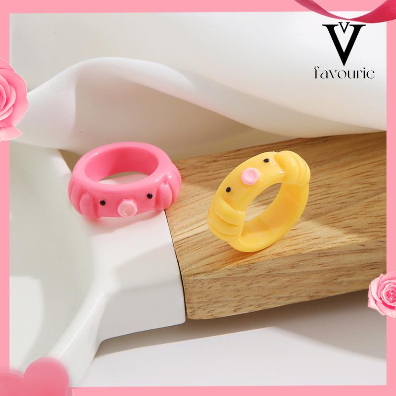 CODCincin Resin Gurita Warna Permen Kartun Temperamen Sederhana Kreatif Wanita-FA