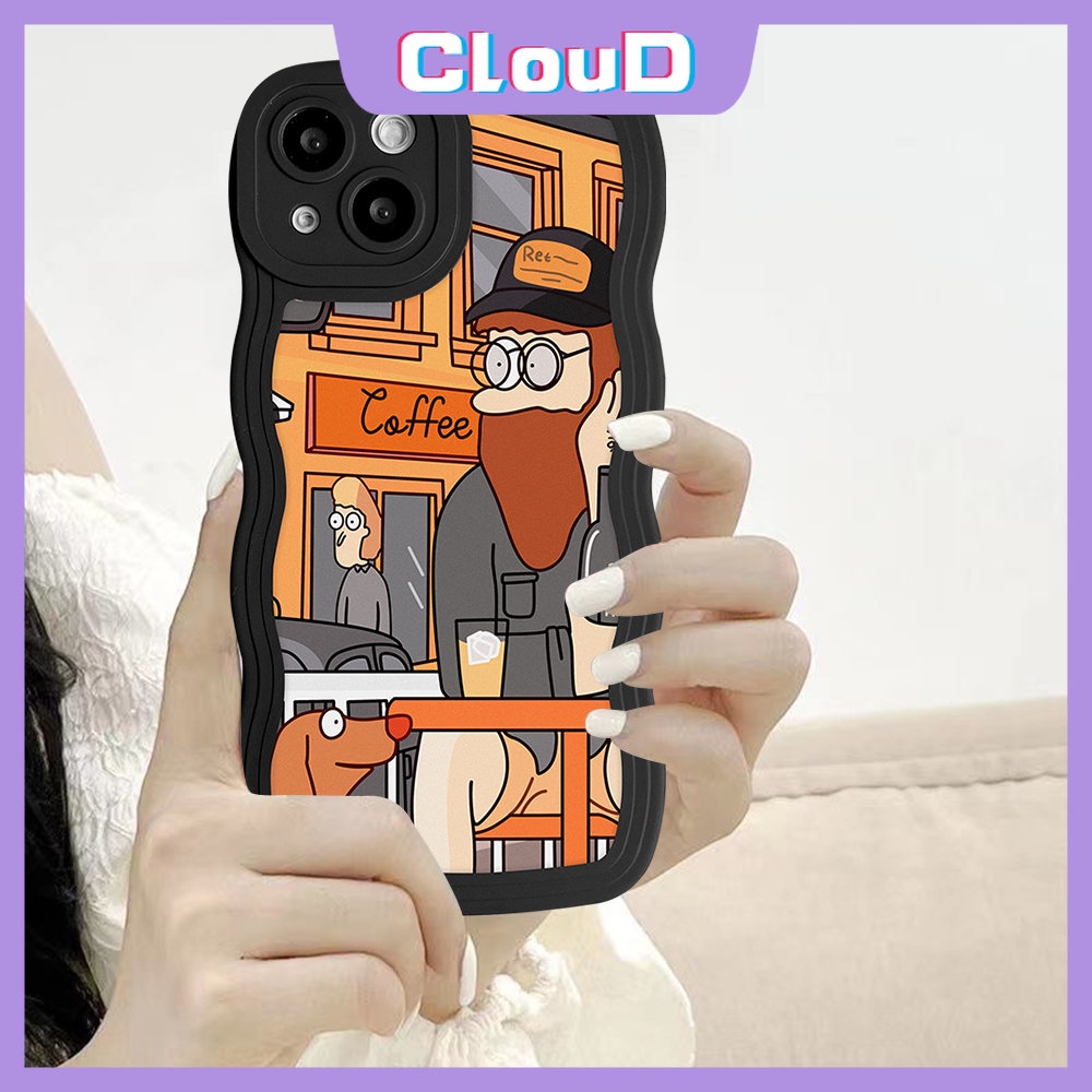 Case Kompatibel Untuk iPhone 11 Pro Max X 7Plus 6Plus XR XS Max13 11 12 14 Pro Max7 8 6s 6 Plus SE 2020 Ins Retro Art Ilustrasi Wavy Edge Soft TPU Back Full Cover