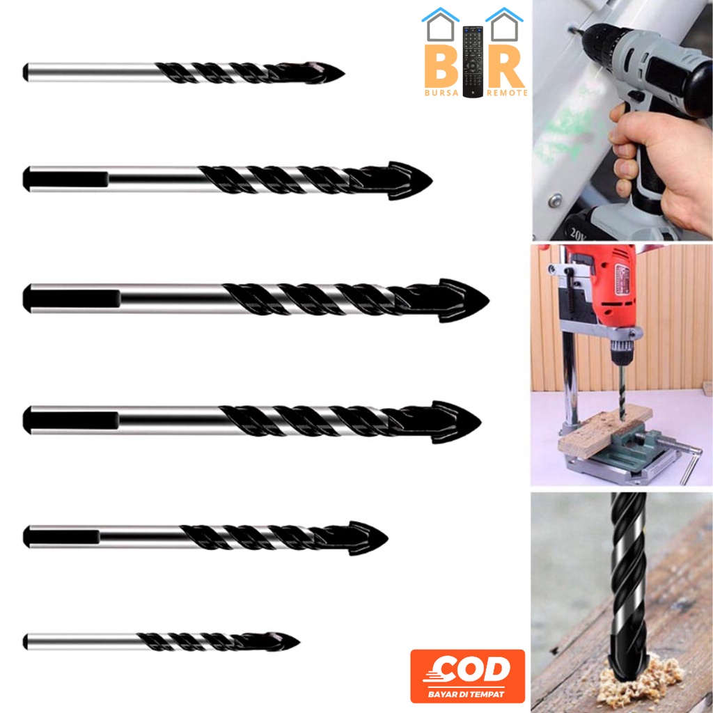 Mata Bor Tombak Kaca Poselin Keramik Granit Segitiga Payung Drill Bits Poselen 4-12MM