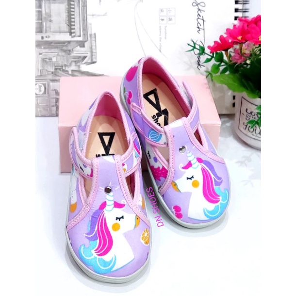 Sepatu Anak Perempuan Sepatu Flat Shoes Anak Sepatu Pesta Anak Lucu Karakter Unicorn Ungu Cute Murah