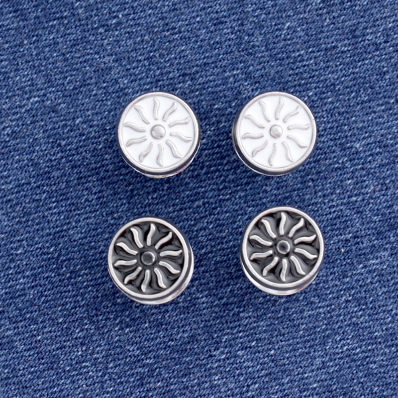 [Harga Grosir] 1set Sunflower Nail-free Metal Jeans Extender Button Snaps Detachable Adjustable Pants Clips Buttons Pins DIY Pengencang Pinggang Pakaian Gesper Alat Jahit