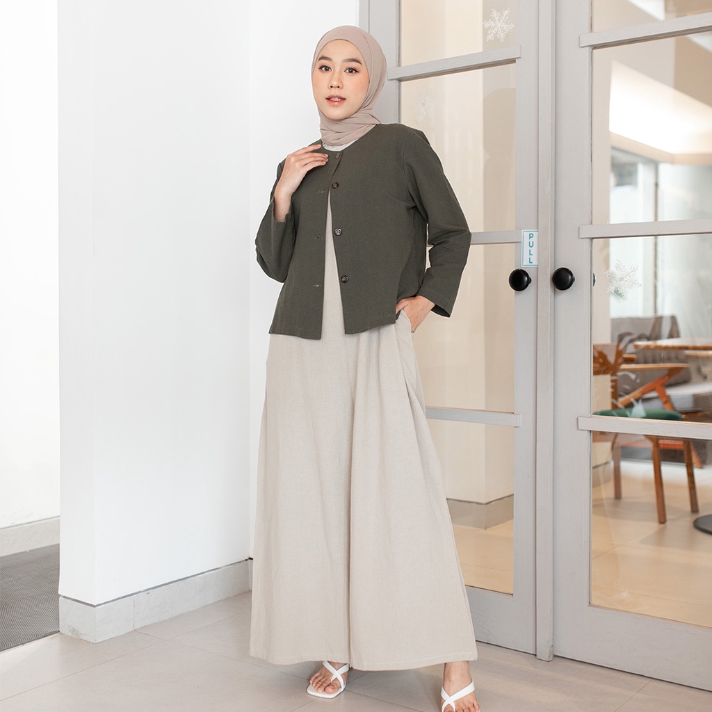 Grace Vintage Blazer | Blazer Vintage Blazer Casual Berbahan Linen dengan kancing [YEPPUOUTFIT]
