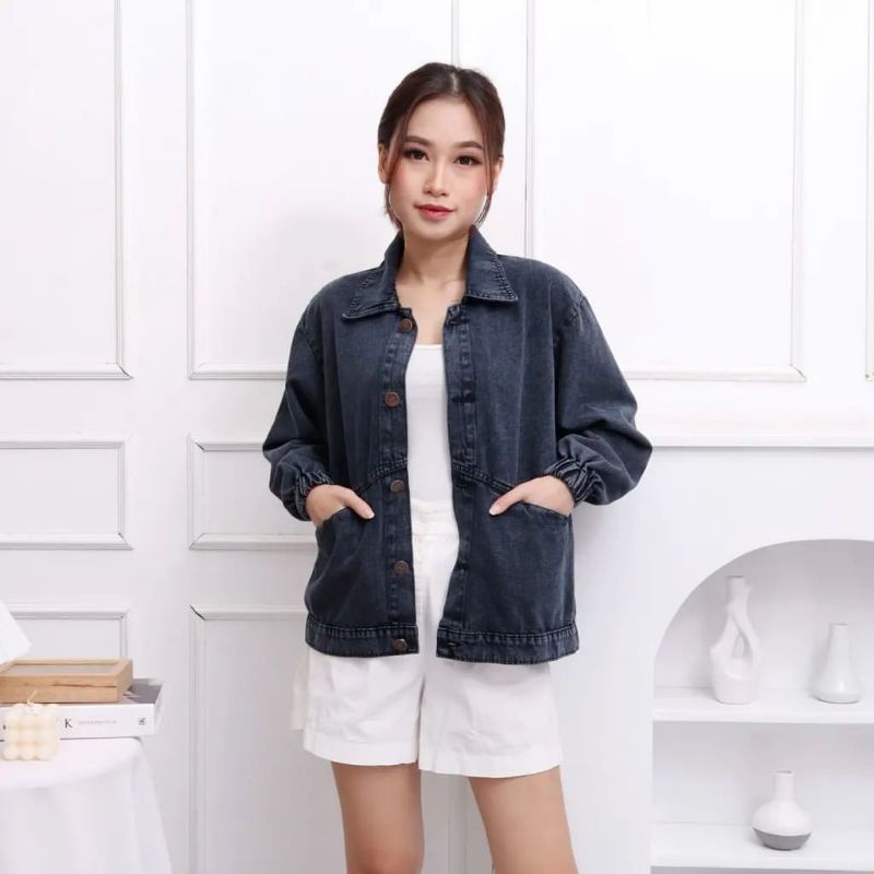 JAKET DENIM JEANS OVERSIZE VINTAGE WANITA JACKET JINS OVERSIZE KEKINIAN JAKET VINTAGE LENGAN BALON CROP JEANS CEWEK TERBARU SNOW JAKET KOREAN STYLE Jaket CROP