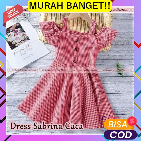 Gamis Anak Umur 1 2 3 4 5 6 7 8 9 10 Tahun Adem Import Pesta Midi Kore Dress Sabrina Caca Kids Merah