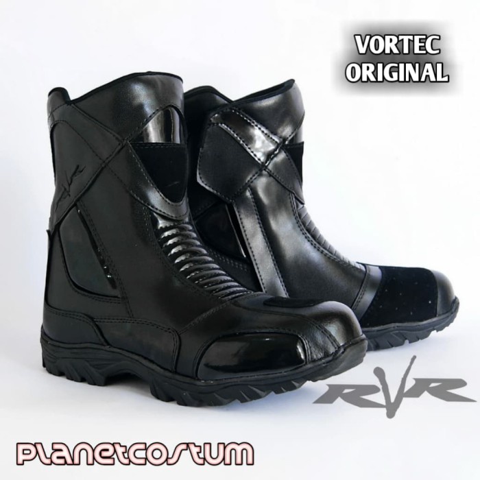 Sepatu Boot Motor RVR VORTEC Touring Adventure Harian Pria Hitam