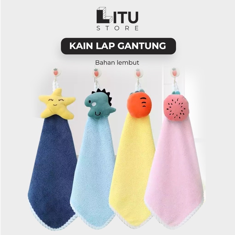 Kain lap handuk tangan serbet dapur cuci piring gantung serap air sebaguna karakter lucu