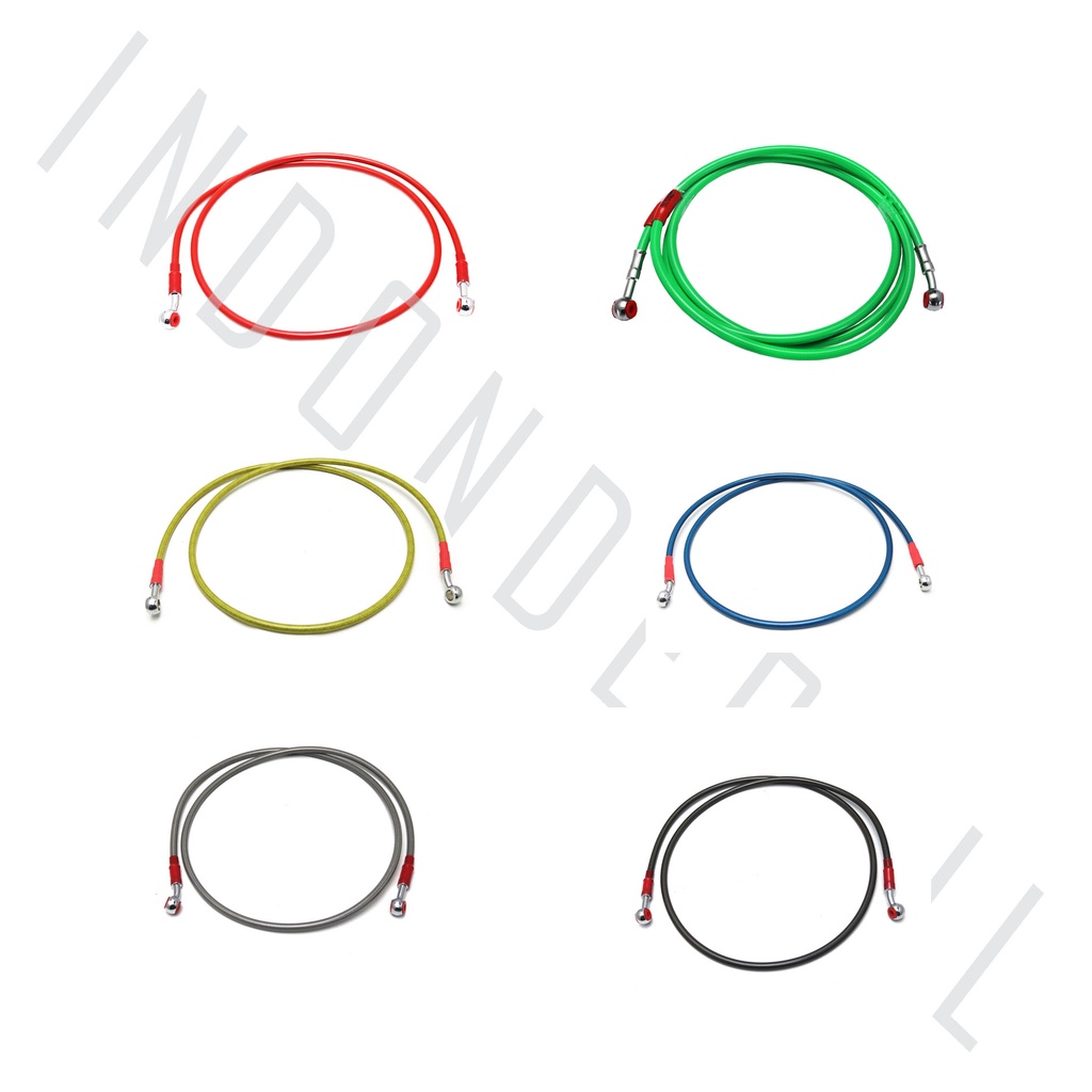 Kabel-Selang Rem Cakram Depan 60-100-130-215 Cm Semua Jenis Motor-Universal Silver-Hijau-Merah-Kuning-Biru-Hitam