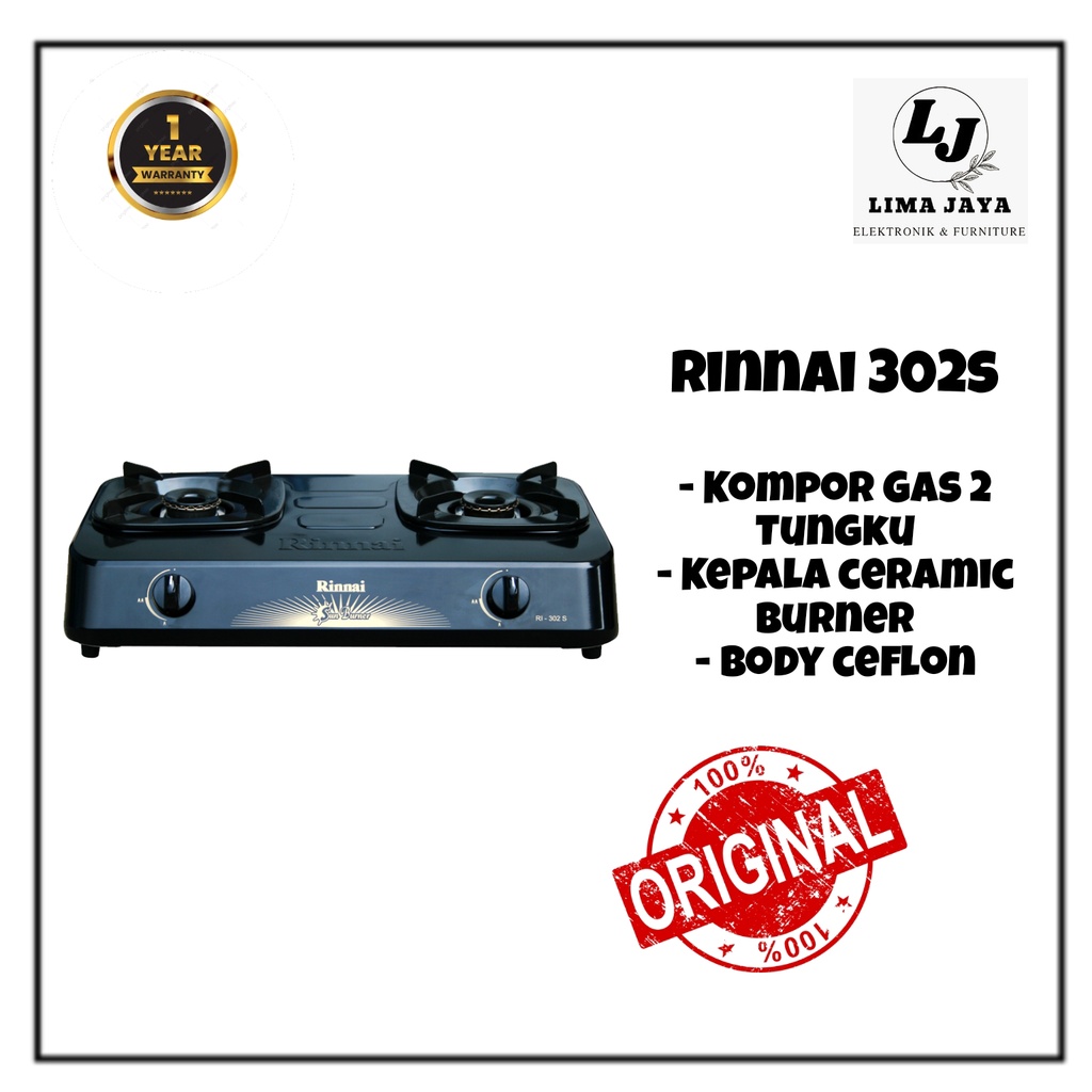 Kompor Gas 2 Tungku Rinnai 302S Kompor Dua Tungku