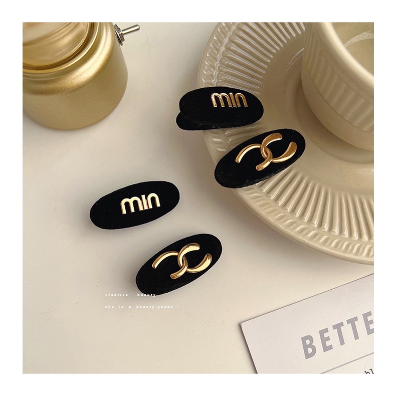 Logam Huruf Klip Rambut Klip Sisi Klip Poni Klip Aksesoris Rambut Hiasan Kepala Hair Clip Duckbill Clip Perempuan Musim Gugur Dingin Beludru