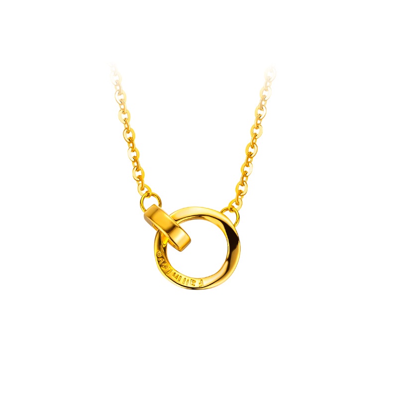 Goldkingdom Perhiasan Fashion 24 K Bangkok Aksesoris Ready Stock Kepribadian Mewah Sederhana Mobius Cincin Kalung Gilt Wanita Interlocking Klavikula Rantai