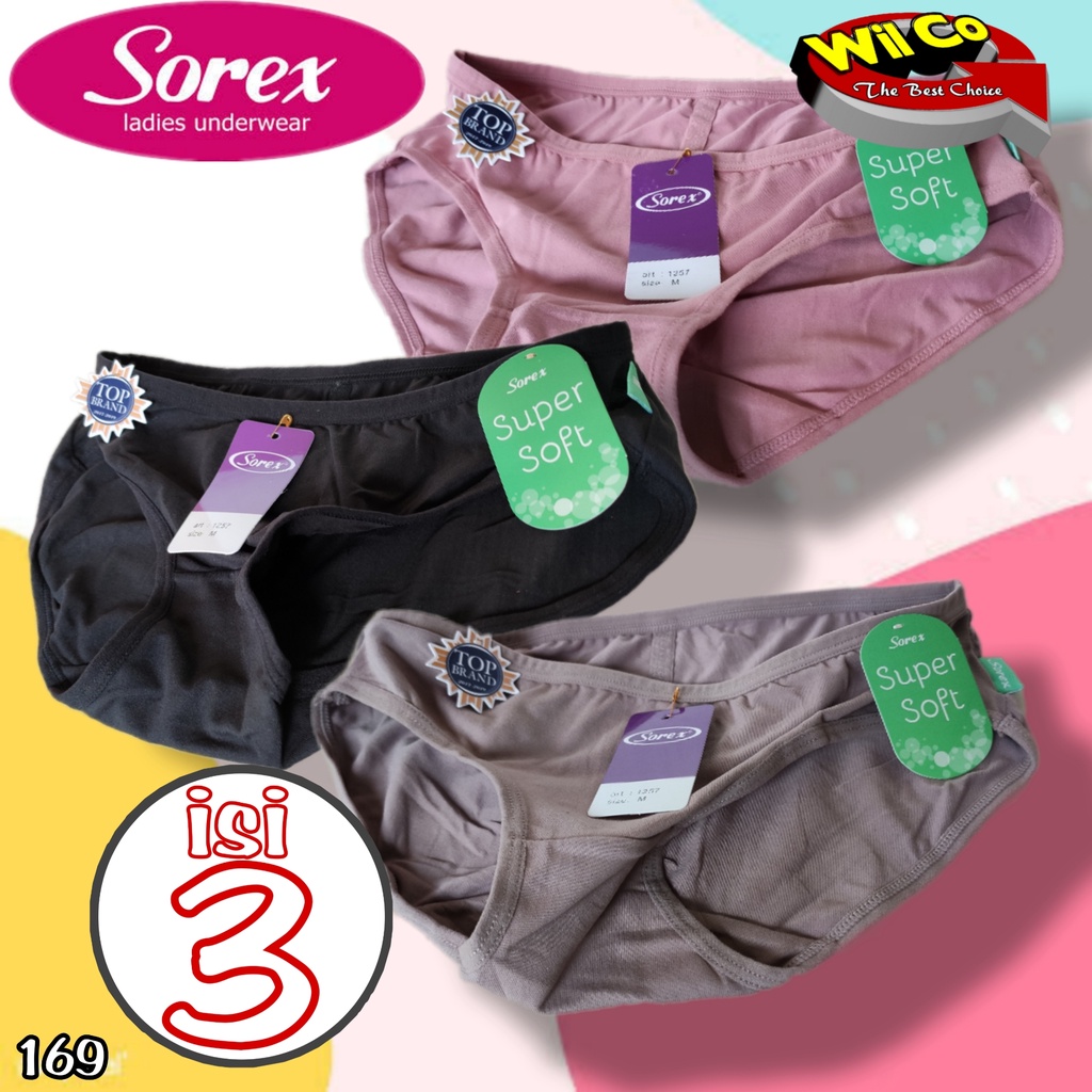 K169T - (HARGA PER 3 PCS) CELANA DALAM WANITA PAKAIAN WANITA PAKAIAN DALAM SOREX UKURAN M - XXL