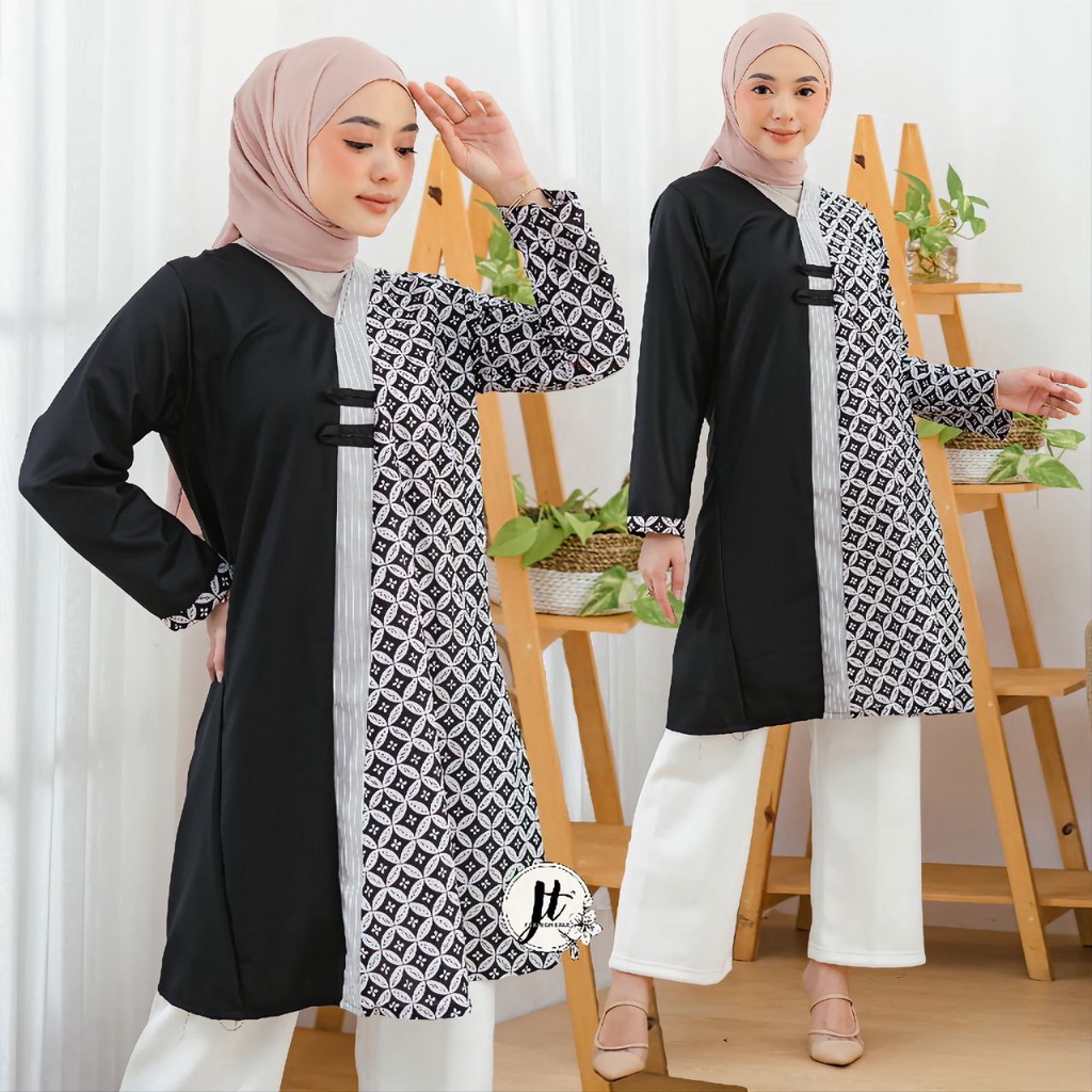 Baju Batik Wanita Modern M L XL XXL Atasan Batik Kerja Kantor Wanita Tunik Batik Seragam Batik Modern