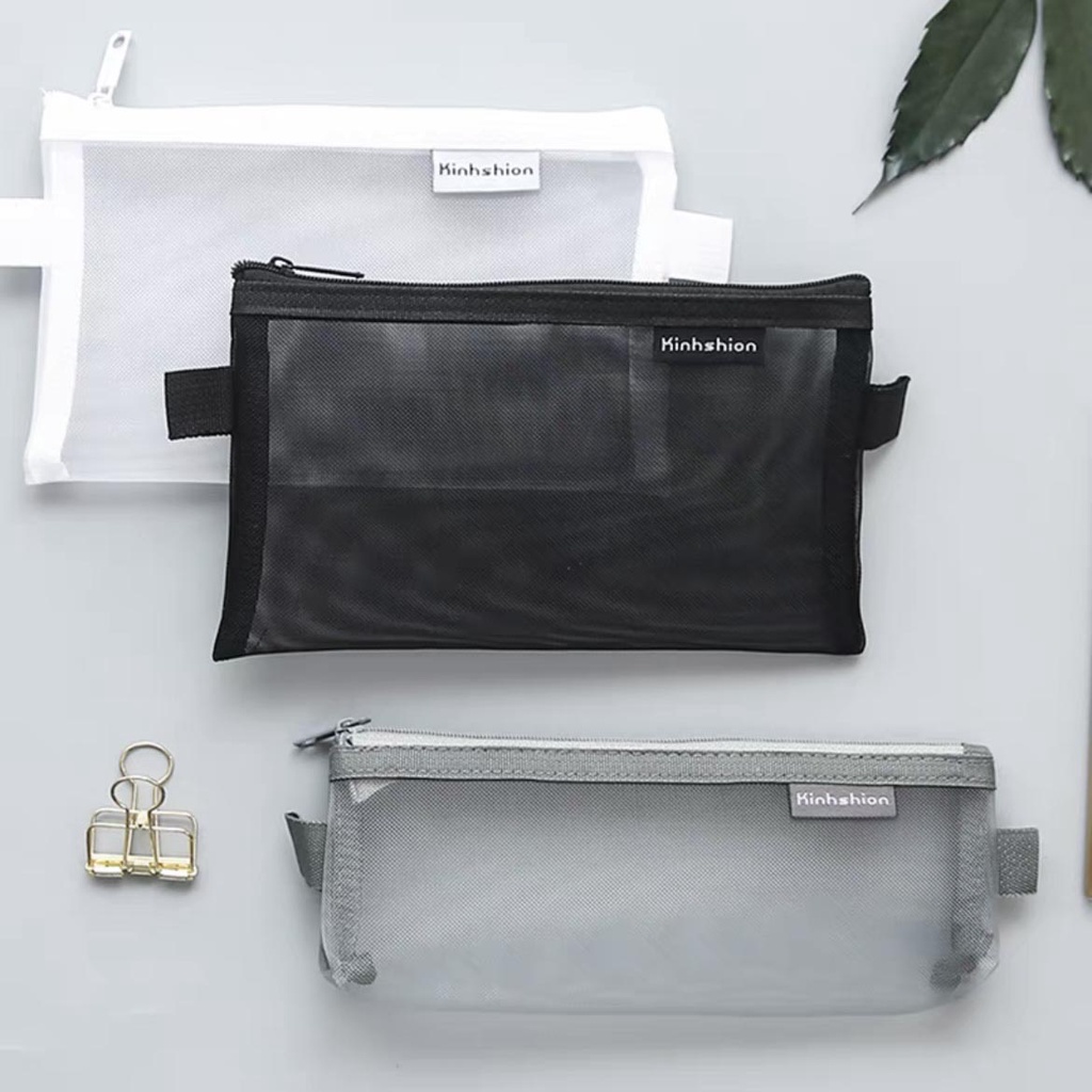 

Kotak Pensil Polos Mesh Jaring Transparan / Tempat Pensil Kapasitas Besar Kotak Pensil Laki Laki Cowok / Make Up Pouch Bening Polos